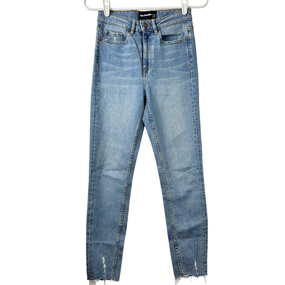 The Kooples Franky Skinny Jeans Distressed Hem Light Wash 26